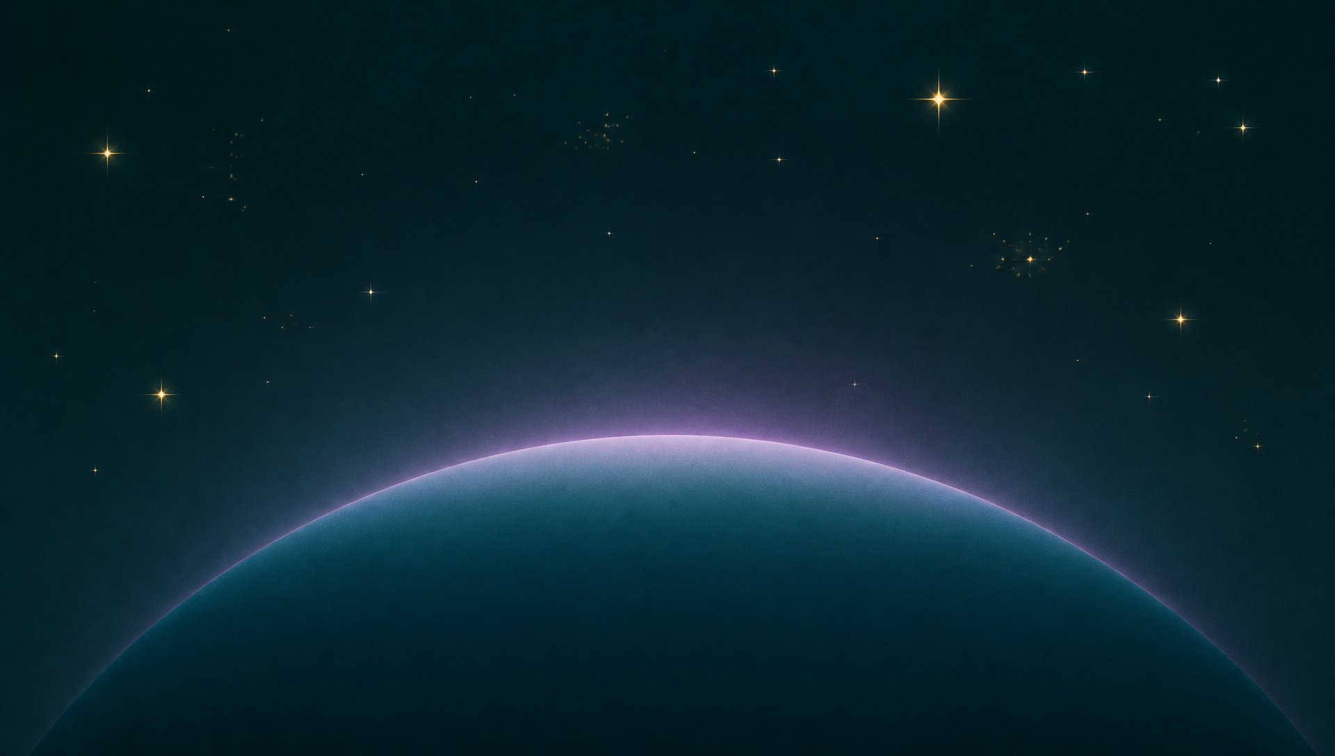 Abstract composition of a softly glowing planetary curve beneath sparse clusters of starlight, symbolising a core brand extending into many product categories.